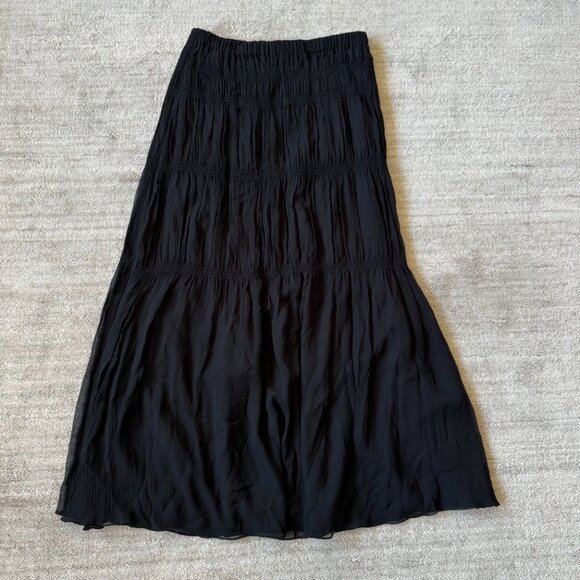 Theory Crinkled Silk Chiffon Tiered Maxi Skirt NWT - Picture 4 of 9